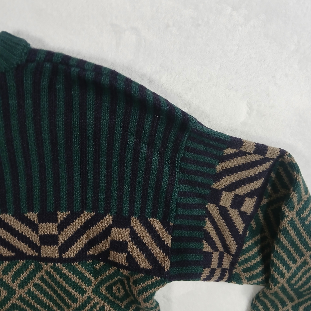 Vintage Pendleton Geometric Patterned Green and B… - image 12